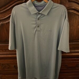 Men's Light Blue Striped Polo Shirt - Classic Short Sleeve